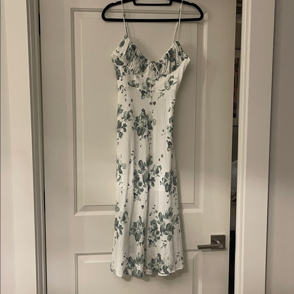 Floral Maxi Dress in White and Green